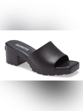 Schutz Mizzy Black Rubberized Platform Slide Sandals - NWOB Size: 8B (US)
